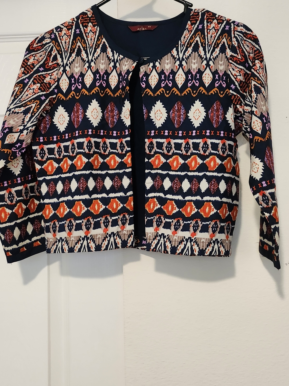 Azira Boho Geometric Print 2-Piece Wide Leg Palazzo Pant & Cropped Jacket Set - Picture 3 of 7